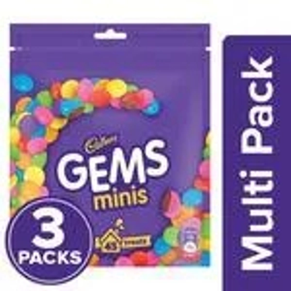 Cadbury Gems Minis Chocolate Home Treats Pack, 3 x 126.4 g Multipack - 126.4 g