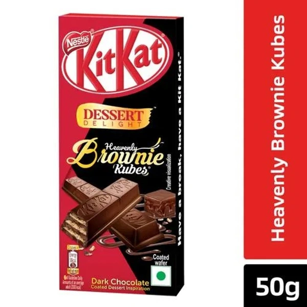 Nestle Kitkat Dessert Delight Heavenly Brownie Kubes - Wafer Coated With Dark Chocolate, 50 g - 50 g