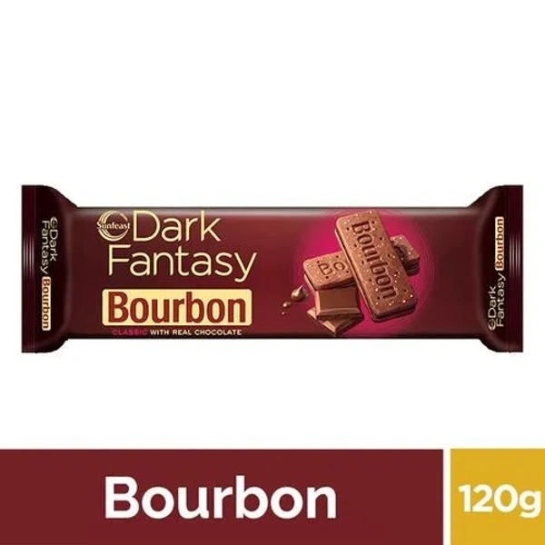Sunfeast Dark Fantasy Bourbon Classic Biscuit Made With Real Chocolate, 120 g - 120 g