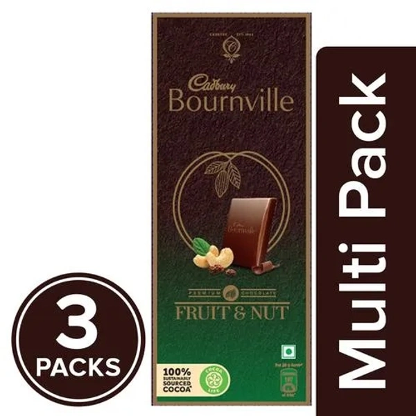 Cadbury Bournville Fruit & Nut Dark Chocolate, 3x80 g Multipack - 80 g