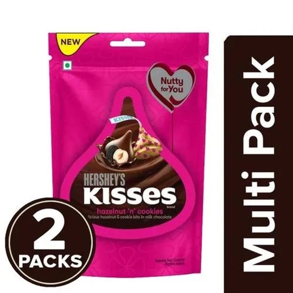 Hersheys Kisses Hazelnut N Cookies - Milk Chocolate, Rich & Delicious, 2 x 100.8 g Multipack - 100.8 g