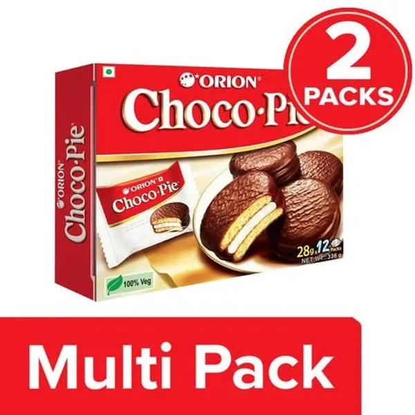 Orion Choco Pie - Chocolate Coated Soft Biscuit, 336 g (Pack of 2) - 336 g