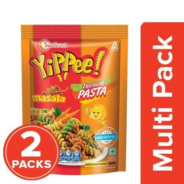 Sunfeast YiPPee! Tricolor Pasta - Soft & Tasty Suji/Rawa, Masala, 2x65 g (Pack of 2) - 65 g