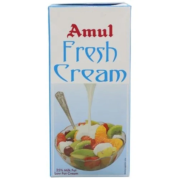 Amul Fresh Cream - 25% Milk Fat Low Fat, 1 L Carton - 1 L