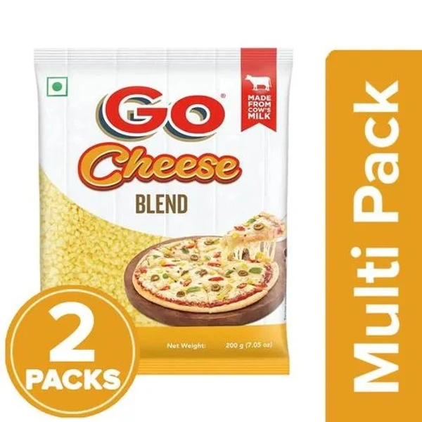 Go Mozzarella Cheese Blend Diced/Shredded - Made from Cow's Milk, 2x200 g Multipack - 200 g