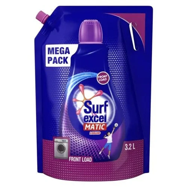 Surf Excel Matic Front Load Liquid Detergent, Designed For Tough Stain Removal - Refill Mega Pack, 3.2 L - 3.2 L