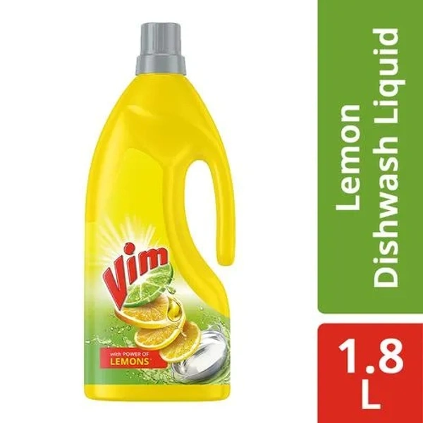 Vim Dishwash Liquid Gel - Lemon, 1.8 L Can - 1.8 L