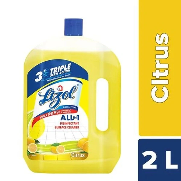Lizol Disinfectant Surface & Floor Cleaner Liquid - Citrus, 2 L - 2 L