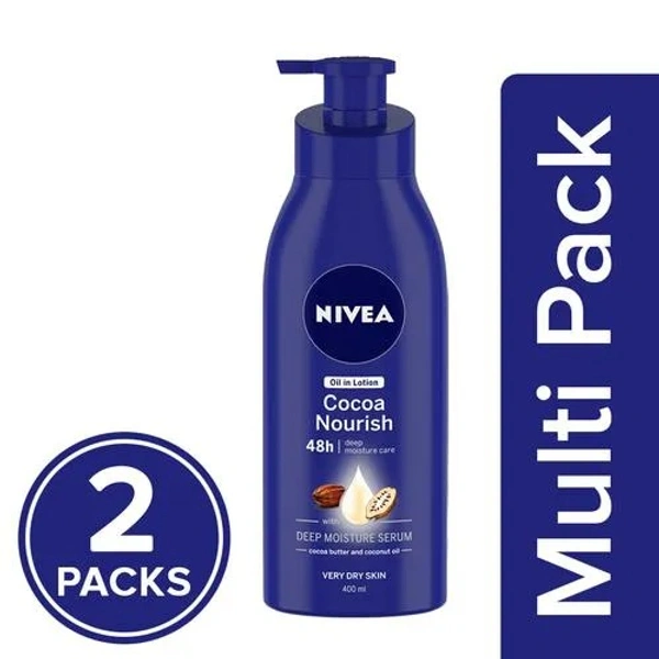 NIVEA Cocoa Nourish Oil-In-Lotion, 2x400 ml (Multipack) - 400 ml