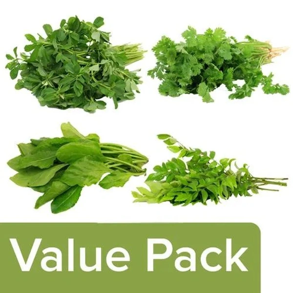 Methi 250 g + Coriander Leaves 100 g + Palak 250 g + Curry Leaves 100 g, Combo 4 Items - 250 g / 100 g / 250g /100 g