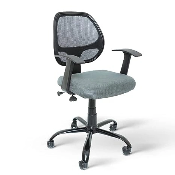   C103 Mesh Mid-Back Ergonomic Office Chair/Study Chair/Revolving Chair/Computer Chair for Work from Home Metal Base Height Adjustable Push-Back Chair [Grey]