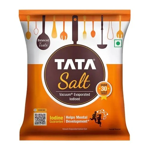 Tata Salt Vacuum Evaporated Iodised Salt - Helps Mental Development, 1 kg Pouch