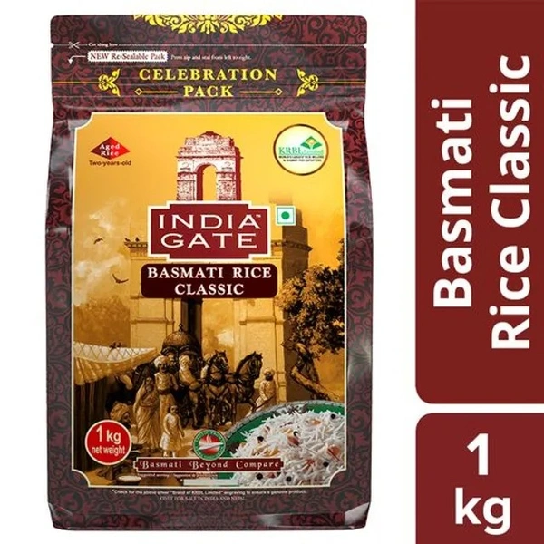 India Gate Basmati Rice/Basmati Tandul - Classic, 1 kg Pouch - 1 kg