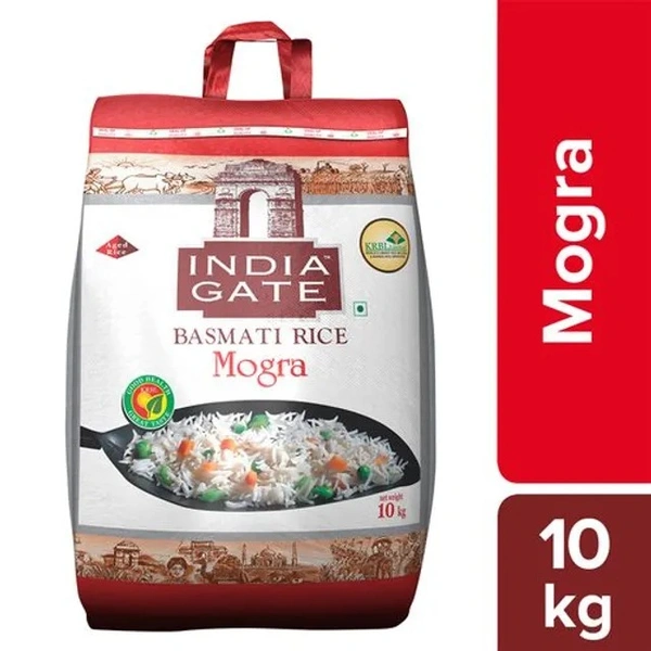 India Gate Basmati Rice/Basmati Tandul - Mogra/Broken, 10 kg Bag - 10 kg