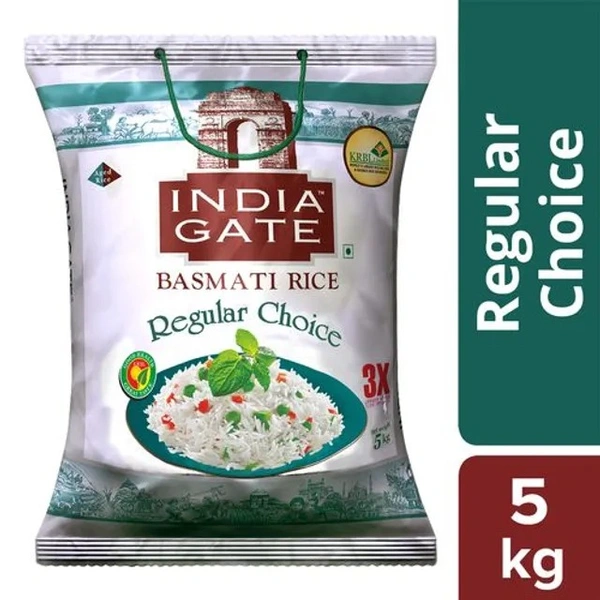 India Gate Basmati Rice/Basmati Tandul - Regular Choice, 5 kg - 5 kg