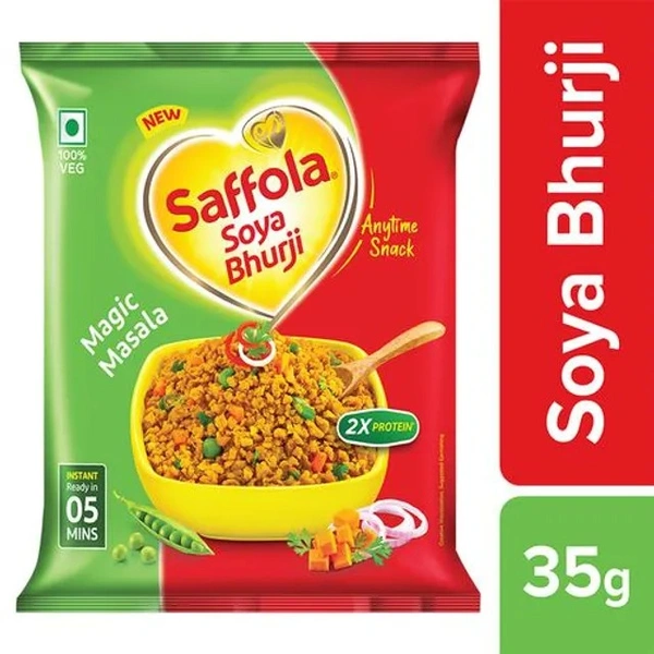 Saffola Soya Bhurji - Magic Masala, Anytime Snack, Instant Ready In 5 Minutes, 35 g - 35 g