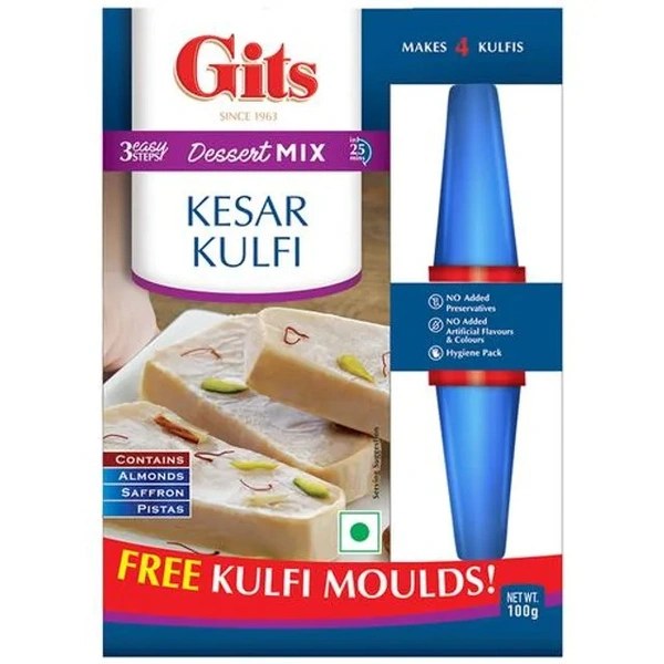 Gits Dessert Mix - Kesar Kulfi, No Added Preservatives, Artificial Colours & Flavours, 100 g - 100 g