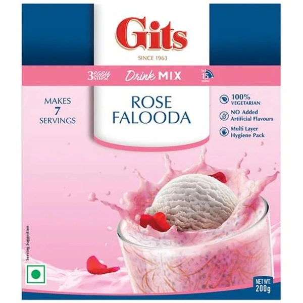 Gits Dessert Mix - Rose Falooda Drink, 200 g - 200 g