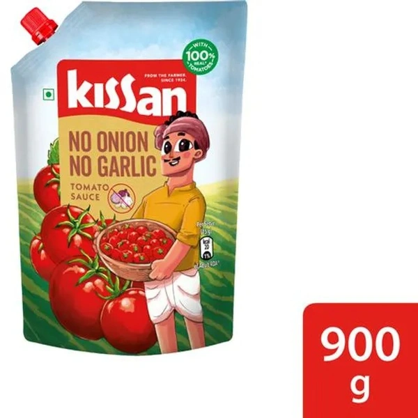 Kissan No-Onion No-Garlic Tomato Sauce, 900 g Doy Pack - 900 g