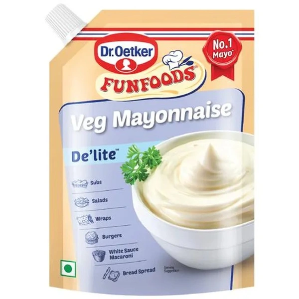 DR.OETKER Funfoods Veg Mayonnaise - De'lite, Rich, Creamy, 750 g Pouch - 750 g