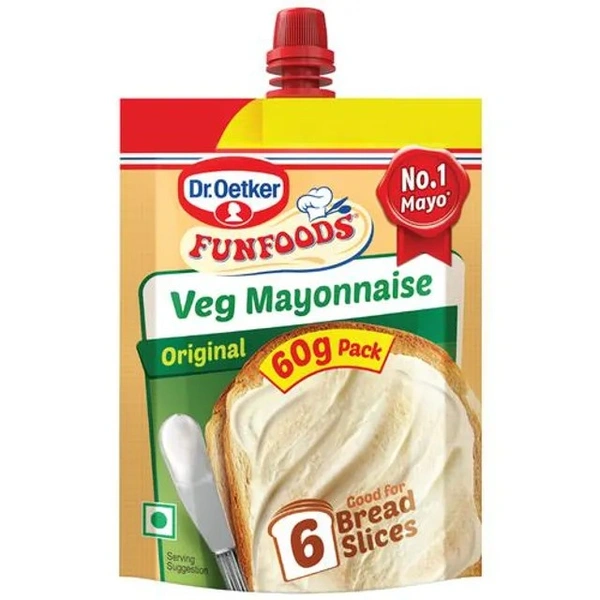 DR.OETKER Funfoods Veg Mayonnaise - Original, Rich, Creamy, 60 g Pouch - 60 g