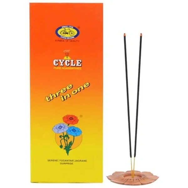 Cycle Three In One Agarbatti - 3 Signature Fragrances-Lily, Floral, Woody, 240 g Carton - 240 g