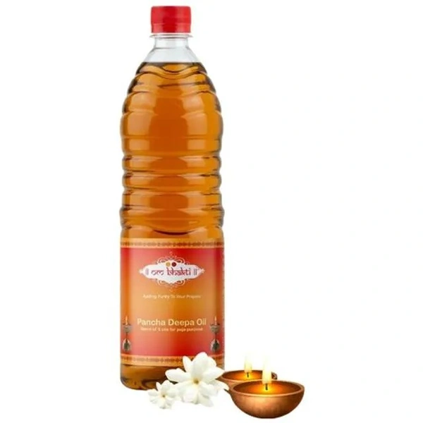 Om Bhakti Pancha Deepa Oil - High Quality, Used For Lighting Diyas & Lamps, 1 L - 1 L