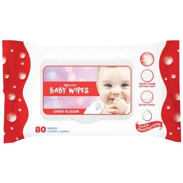 Baby Wipes - Cherry Blossom, No Paraben, Double Moisturising, 80 pcs - 80 pcs