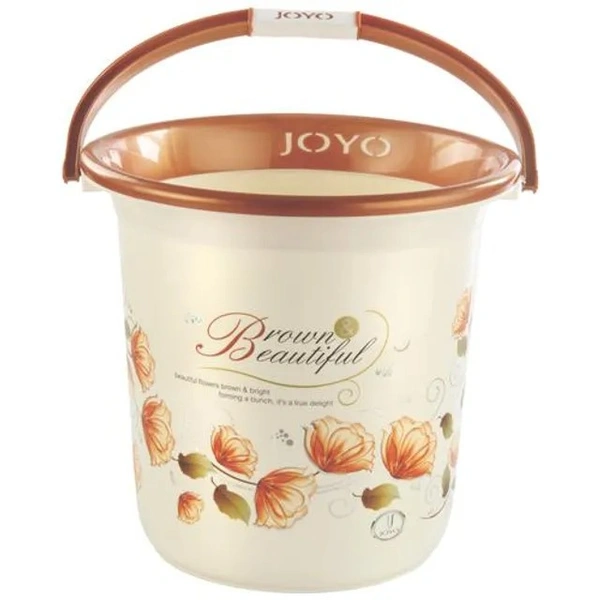 JOYO Better Home Printed Plastic Bathroom Bucket - Brown, Highly Durable & Long-Lasting, 28 L