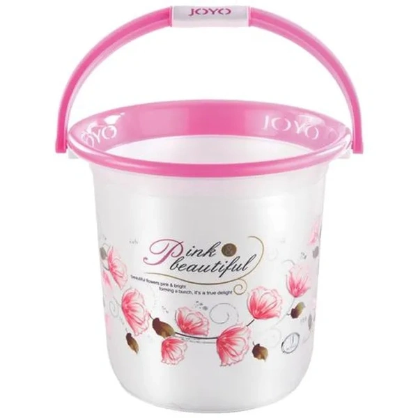 JOYO Better Home Printed Plastic Bathroom Bucket - Pink, Highly Durable & Long-Lasting, 25 L