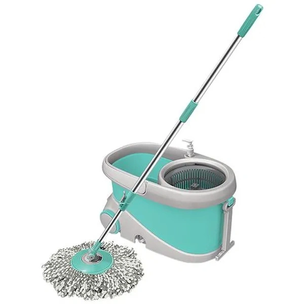 Spotzero Wave Spin Mop Set - Plastic, With Rod, Aqua Green, 1 pc