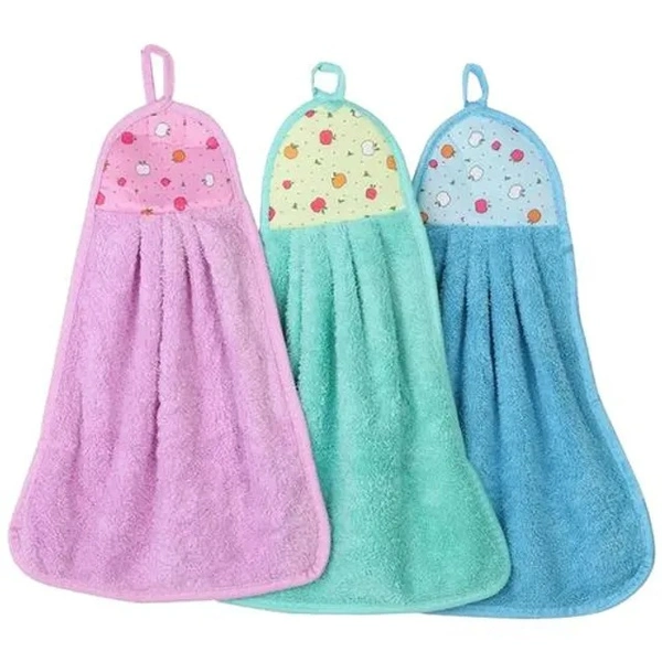JBG Home Store Wash Basin Ring Towel/Kitchen Napkin - Assorted Colours, Soft, Water Absorbent, 30 x 10 cm, 3 pcs