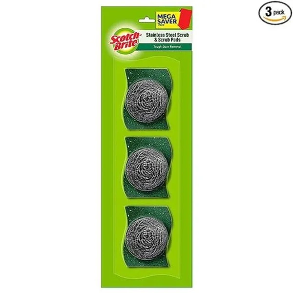 Scotch brite Steel Scrubber Combo (3pcs Steel and 3pcs Scrub pads), 6 pcs