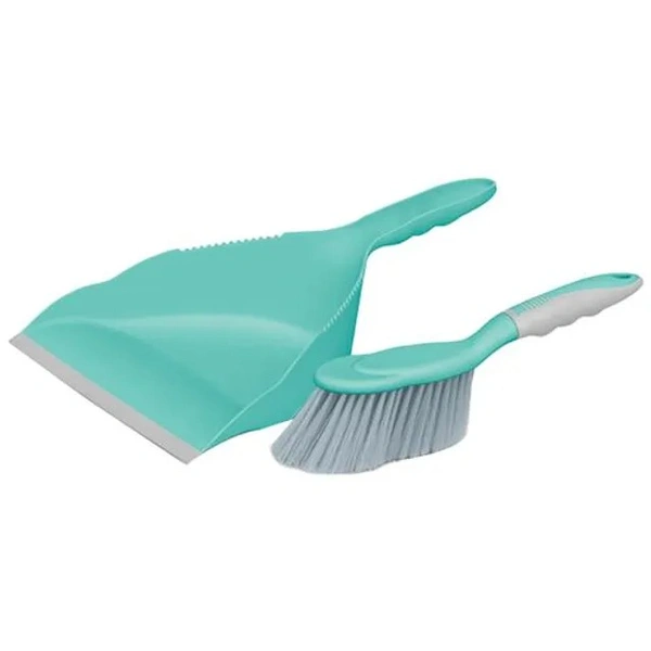 Milton - Spotzero Dustpan & Brush Set - Comfortable Grip, Flexible Bristles, Aqua Green, 2 pcs