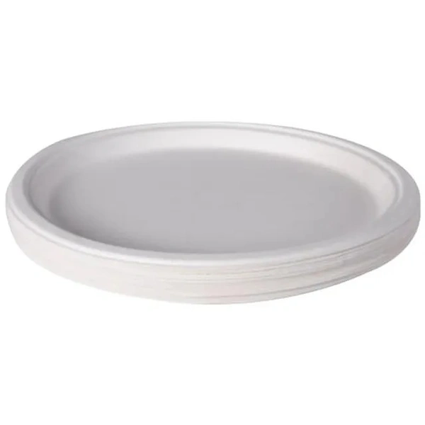 Nabhas Disposable Paper Plate - Bagasse, Round, Eco-Friendly, Leakproof, 12", White, 25 pcs