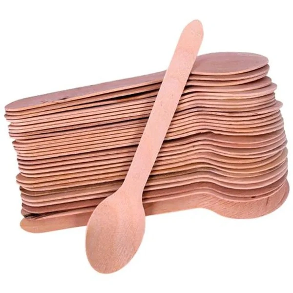 Nabhas Wooden Spoon - Highly Durable, Natural, 50 pcs