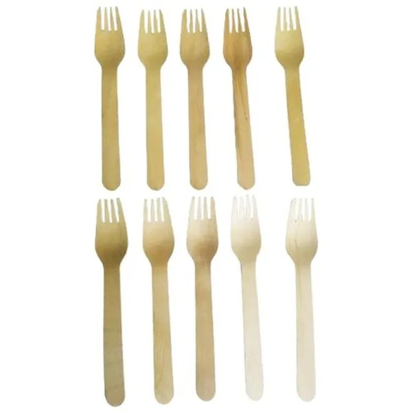 Nabhas Wooden Fork - Highly Durable, Natural, 50 pcs