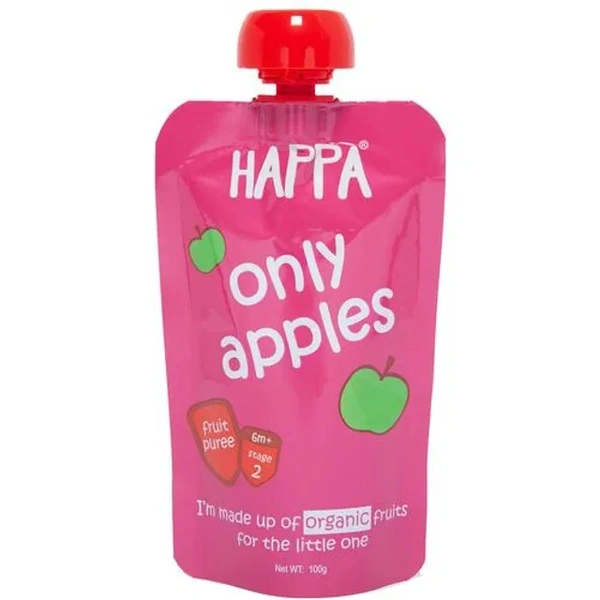 Happa Organic Puree - Apple, Stage-2, 3x100 g Multipack