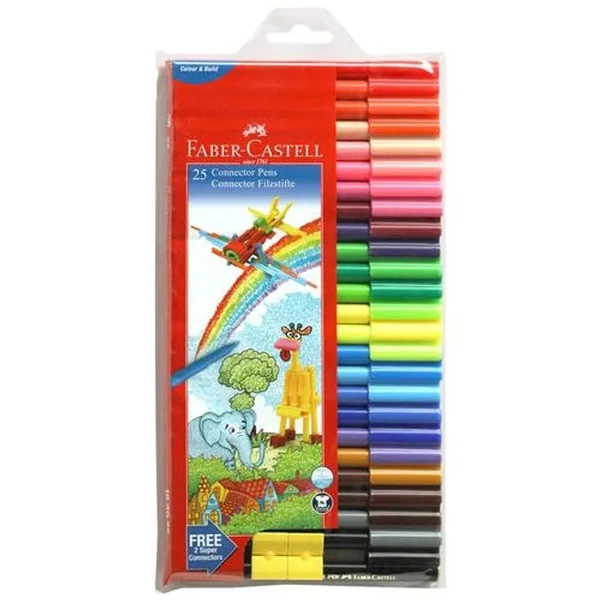 Faber castell Connector Pens For Colour & Build - Bright & Smooth, 25 Assorted Shades, 1 pc Pack of 25