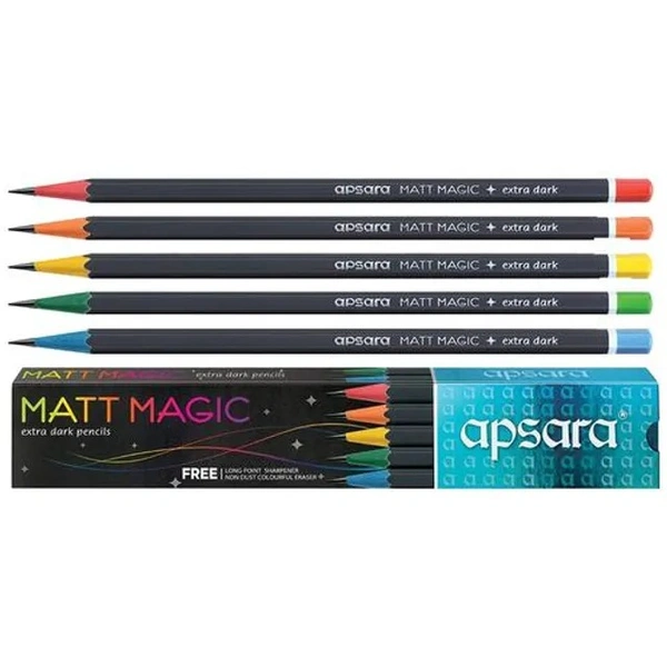 Apsara Matt Magic Extra Dark Pencil - Used For Drawing, Writing, 10 pcs