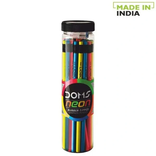 Doms Neon Rubber Tipped Graphite Pencils, 30 pcs Jar