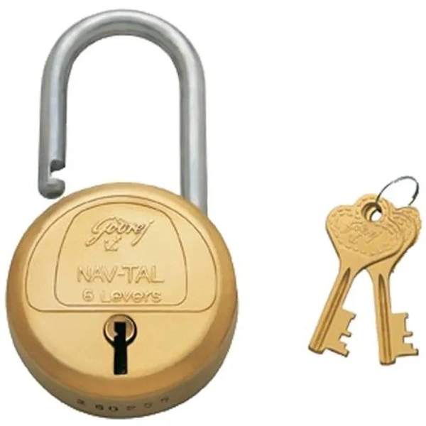 Godrej Nav-Tal 6 Levers 2 Keys Long Shackle Padlock, 1 pc
