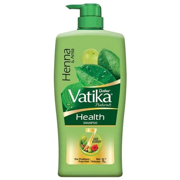 Dabur Vatika Health Shampoo, With 7 natural ingredients, Controls Frizz, 1l