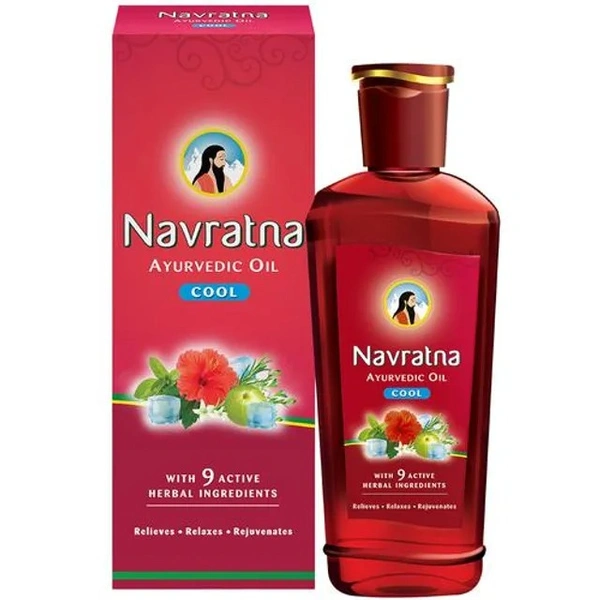 Navratna Ayurvedic Cool Oil - With 9 Active Ingredients, Relieves, Relaxes, Rejuvanates, 500 ml