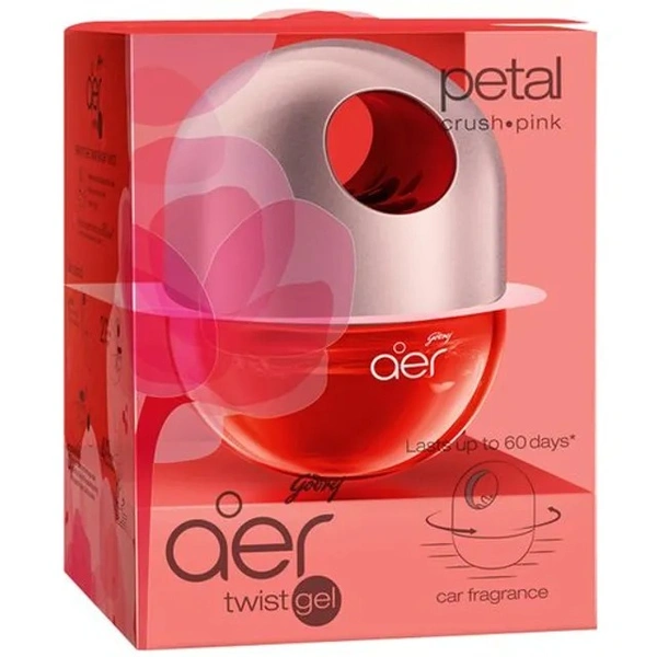 Godrej Aer Twist Gel - Car Air Freshener, Petal Crush Pink, 45 g