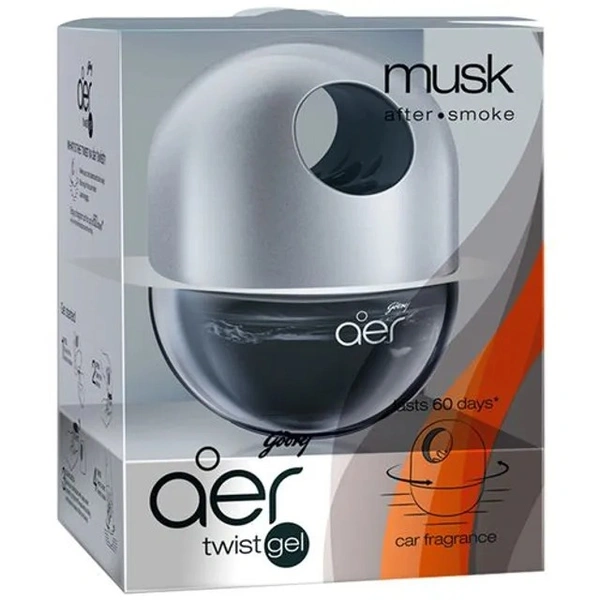 Godrej Aer Car Air Freshener - Twist Gel, Musk After Smoke, Spill Proof, Lasts 60 Days, 45 g