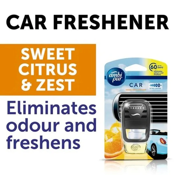 Ambipur Car Freshener - Sweet Citrus & Zest, 7.5 ml Pouch