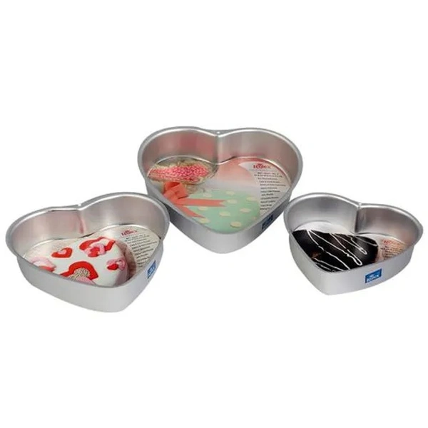 Rolex Aluminium Cake Mould - Heart, Assorted Colour, 3 pcs