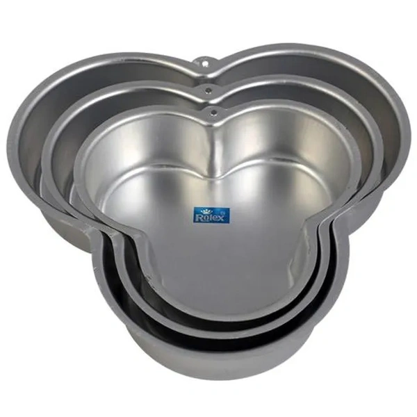 Rolex Aluminium Cake Mould - Flower-3, Assorted Colour, 3 pcs