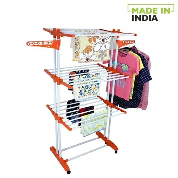 Ciplaplast Premium Prince Jumbo Steel Cloth Dryer Stand - Sturdy, Orange, 1 pc